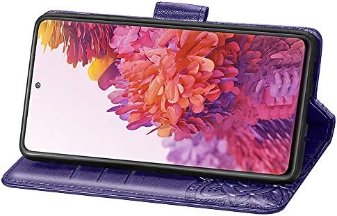 BICHONG е Съвместим с Samsung Galaxy S20 FE Калъф-портфейл за жени, Кожен Флип-фолио с магнитна поставка и държач за карти, Защитен калъф за Samsung Galaxy S20 FE Purple Butterfly SD