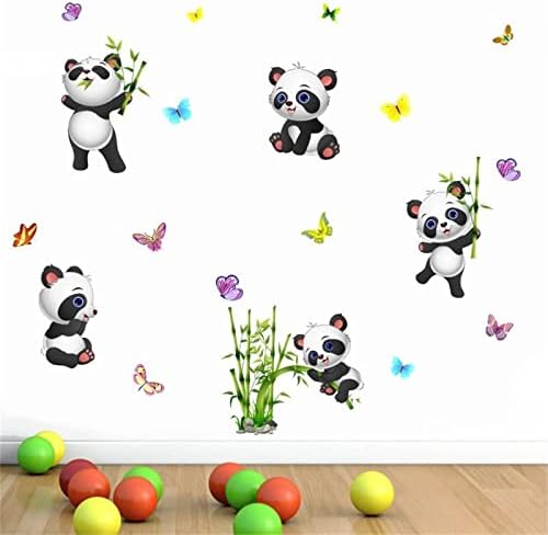 Стикери за стена с изображение на Панда, Бамбук и Пеперуди, Подвижни Стикери за стена с Животни за Деца, Детска Спалня, Начало