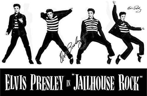 Факсимиле с Автограф от Елвис Пресли, Подписано Плакат Тюремные рок Пози - Музикални плакати