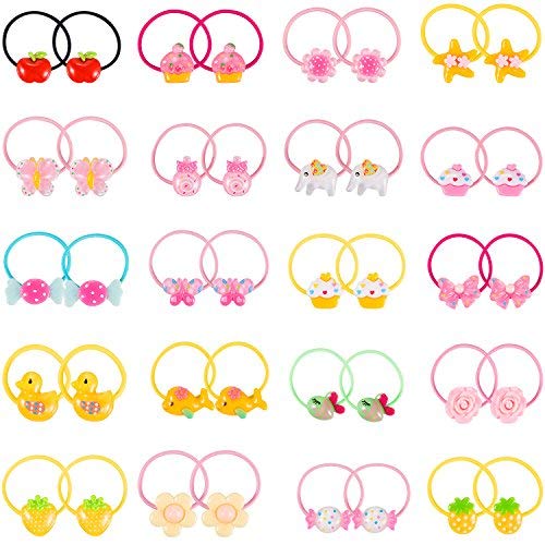 80 броя (40 двойки) Момичета Карикатура Еластични гумени ленти За Коса Главата Дъвка За Коса Въже Момичета Притежателите На cauda