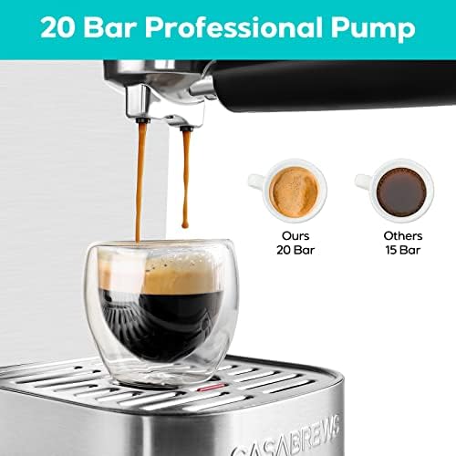 Еспресо машина CASABREWS на 20 Бар Професионална Кафе машина за приготвяне на капучино-кафе лате с Парен Вспенивателем мляко,