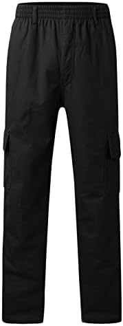 MIASHUI Панталони-Карго За Момчета, Мъжки Модни Ежедневните Свободни Памучни Панталони с Джобове Голям Размер Дантела, Гащеризон