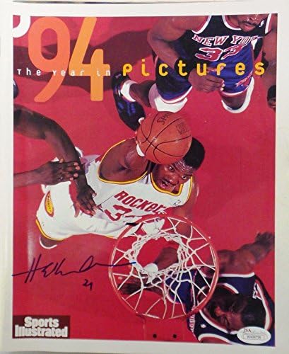 Хаким Оладжувон с автограф на Sports Illustrated JSA Заверени 3 - Списания НБА с автограф
