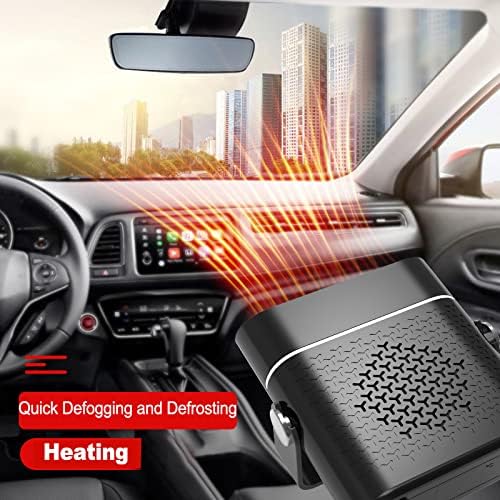 Arecwy Автомобилен Нагревател, 2 в 1 12 120 W Автоматичен Нагревател на Предното стъкло на превозното средство Охлаждащ Вентилатор