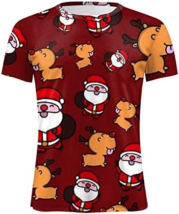 Xiloccer 2023 Коледна Тениска Оверсайз, Дамски Блузи за Всеки Ден От Коледа принтом И Кръгло деколте, Риза С Къс ръкав, Ежедневни Свободни Тениски