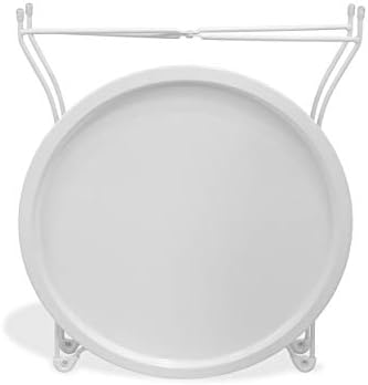 Метален приставной масичка Atlantic urbSPACE - Стилна Сгъваема маса с тавата, Здрава стоманена конструкция с износостойким прахово покритие, PN бял цвят