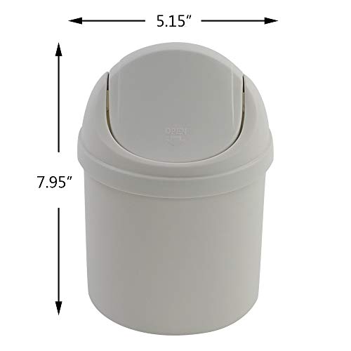 Малка кофа за Боклук Zerdyne от пластмаса с капацитет от 0,7 Литра, Мини-Кошчето за боклук с Панти капак, Бяло