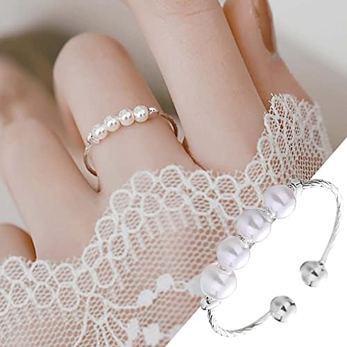 пръстени на 70-те години, пръстени за нокти, дамски пръстени с фин перли, отворен пръстен, японската и корейската версия, опростен дизайн