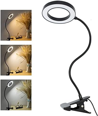 YEKUYEKU Clip on Light Лампа за четене със Скоба Настолна лампа с 3 Режима на осветление 10 Яркост С Регулируема Яркост USB Зажимная