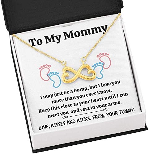 За майка ми Детски крака - Бели Безкрайно колие с пощенска картичка с Послание и подарък една кутия. Подарък за душата на детето.