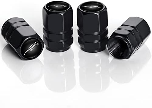 Метални Капачки за вентили за Автомобилни гуми, Аксесоари за декориране на автомобилни гуми Серия Valve Stem (4ШТ Черен)