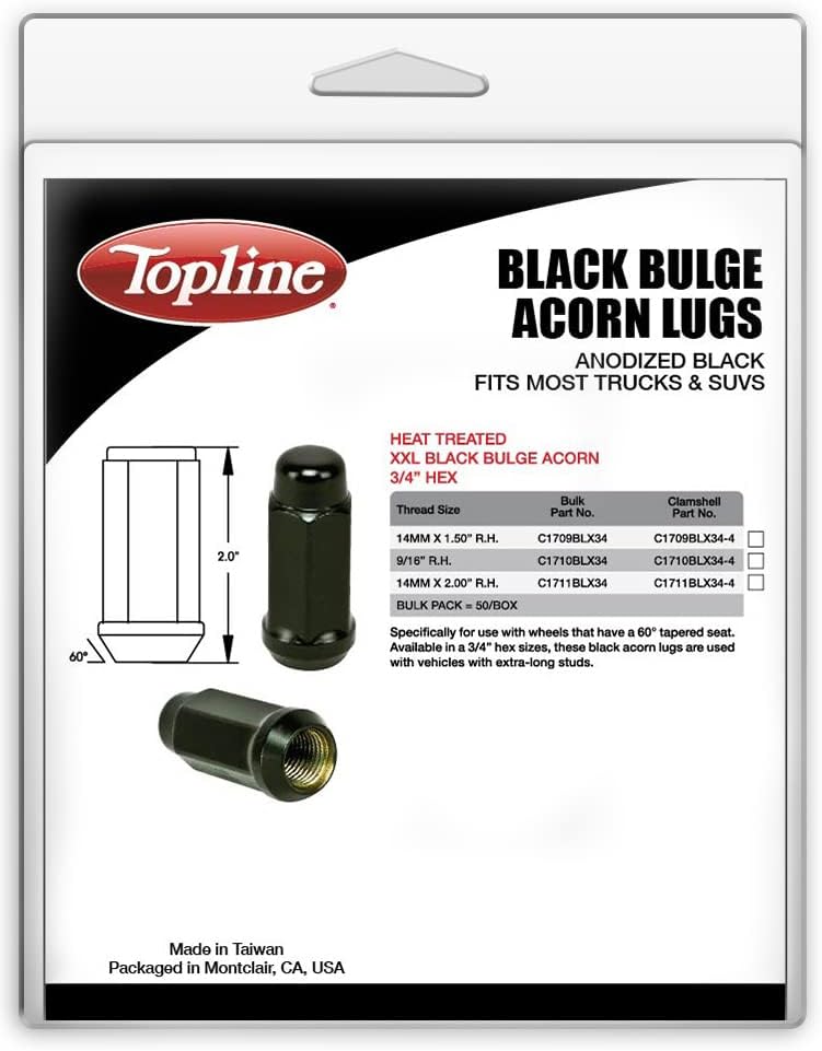 Topline Products C1710BLX34-4P | Черни Анодированные Термообработанные уши за жълъди XXL с издатини | Размер на резби, 9/16 R.