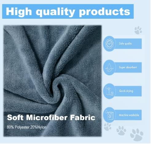 UJCLIFE Супер Впитывающий Быстросохнущий халат от микрофибър за домашни любимци, който може да се пере на машина (Голям, цвят