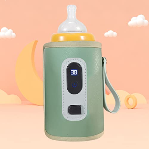 Бърза гореща вода чанта за бебешки Бутилки, Точен Отопление С Регулируема температура на LCD дисплея, Водоустойчив Преносима гореща вода чанта за повиване USB (Зелен)