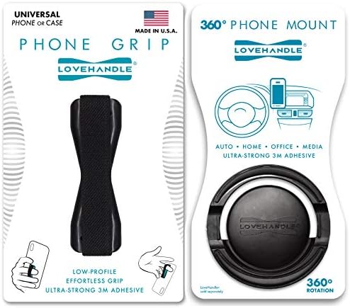 Държач и дръжка за мобилен телефон LOVEHANDLE 360 Закопчалка и дръжка - Кола планина за смартфон и мини-таблет с технология за завъртане на