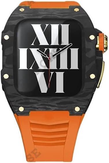 AEMALL Калъф, изработени от въглеродни влакна в спортен стил, моден комплект за Apple Watch Series 8 45 мм, лесен каишка