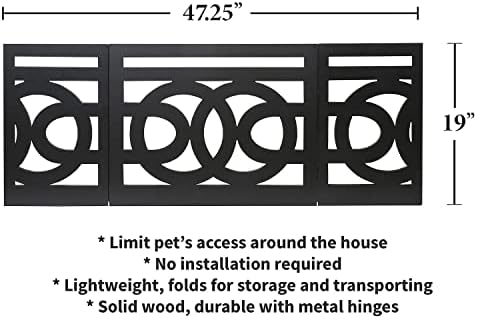 Отделно Стоящи Дървена Порта за домашни любимци Etna, 3-Панелен Трикуспидалната Ограда за кучета - 48 инча и 19-инча Височина - Portofino