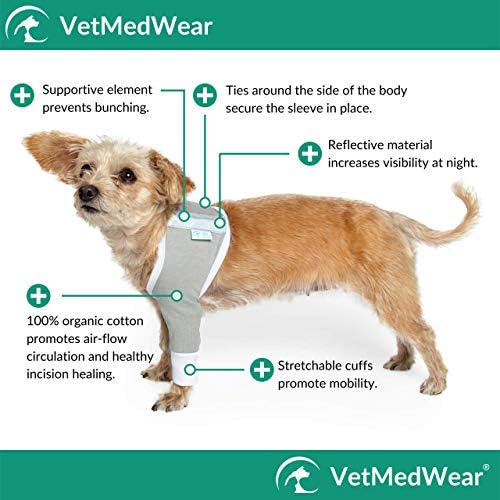 Наплечный защитен ръкав VetMedWear за кучета - Алтернатива на д-яката - Послеоперационная облекло - за най-горещите точки, рани, чалми и други кожни заболявания (S - Образн?
