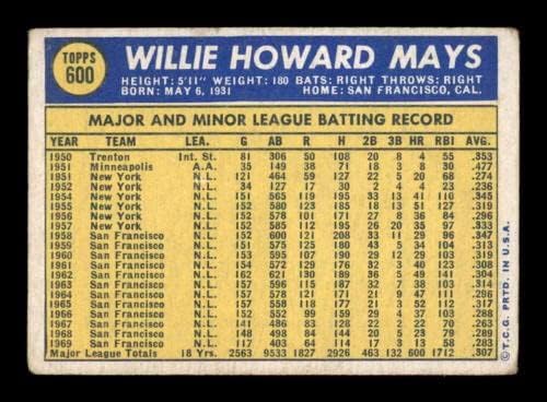 600 Уили Мейс - 1970 Бейзболни картички Topps (Звезда) оценката на VG - Бейзболни картички за начинаещи