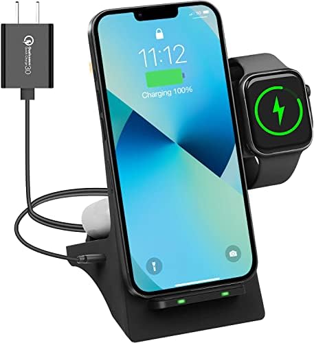 Безжично зарядно устройство, Безжична зарядно устройство 4 в 1 за iPhone / iWatch / Airpods и Др Qi-сертифицирана зарядно устройство