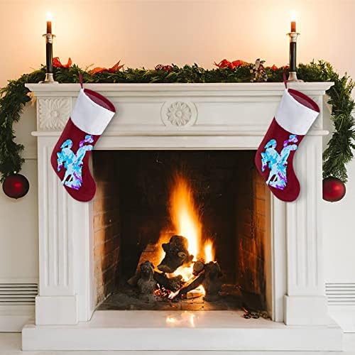 Логото На Уайоминг Коледен Отглеждане Окачени Чорапи С Принтом Коледно Дърво Украса За Камината