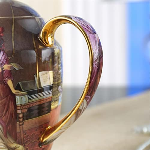 Чай LKYBOA в ретро стил, керамични кафе услуга в европейски стил, порцелан чаена чаша, цвете чайник, чаена чаша, сахарница (Цвят: A, размер: както е показано на фигурата)