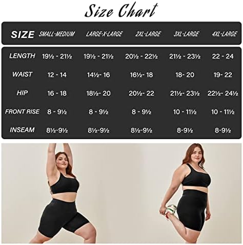 TNNZEET 2 опаковки Байкерских шорти размер на Плюс с висока талия 8 инча за жени —Мазни Меки Черни къси Панталони за йога (2X, 3X,
