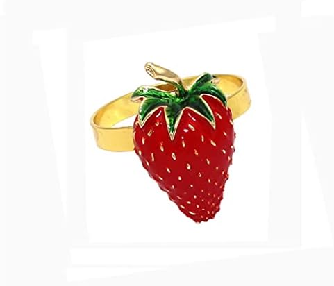 LLLY 6 бр. Метални пръстени за салфетки във формата на плодов ягоди, Сватбени Пръстени за салфетки за Коледно парти, катарами за салфетки,