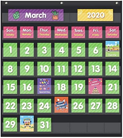 Джобен календар за класната стая EAMAY на месец с 71 карта за обучение на деца в дома си, за да проверите за домашно обучение и необходимите
