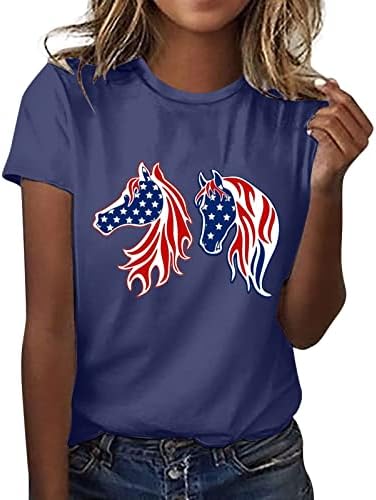 Дамски Блузи, начинът, по който Ежедневни Патриотическая Риза на Четвърти Юли, Деня на Независимостта, Тениски с Къс Ръкав и Принтом Хартата на САЩ