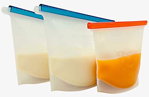 За многократна употреба силикон чанта за съхранение на хранителни продукти (3 опаковки) Екологичният непластиковый чанта за съхранение