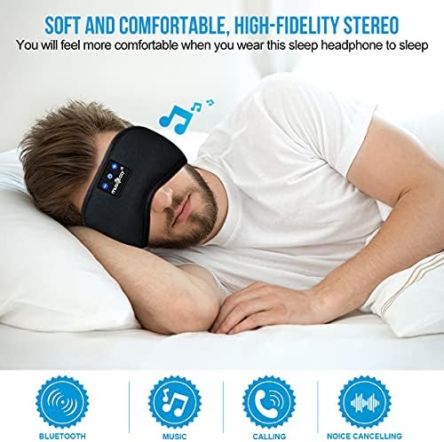 MUSICOZY Слушалки за сън Bluetooth Спортна Превръзка на главата, Безжичните Музикални Слушалки За сън, Маска за очи, Слушалки