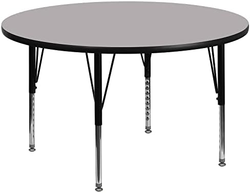 Флаш мебели Wren 60 Кръг сиво бюро за практикуване от термоламината с регулируеми по височина къси крака