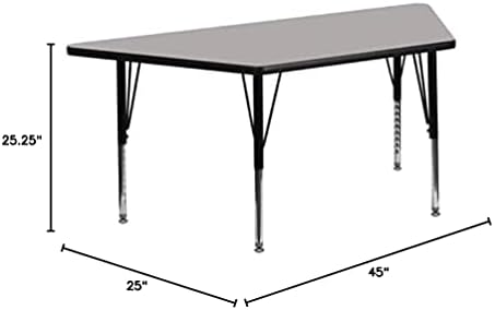 Флаш мебели Wren 22,5 W x 45Л Трапециевидный сива маса от ламинат HP с регулируеми по височина къси крака
