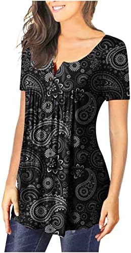 Iuhan/ Дамски Елегантни Блузи С Къс ръкав, Шарени Ризи с копчета, Блузи Свободно, Намаляване, Модерни Ежедневни Дамски Блузи С V-образно деколте