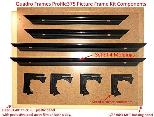 Комплект рамки за снимки Quadro Frames 6x12 см, Черен, Стил P375 Леене ширина 3/8 инча