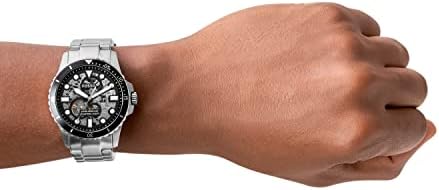 Мъжки автоматичен часовник Fossil FB-01 от неръждаема стомана три стрелки, цвят: сребристо / черно (модел: ME3190)