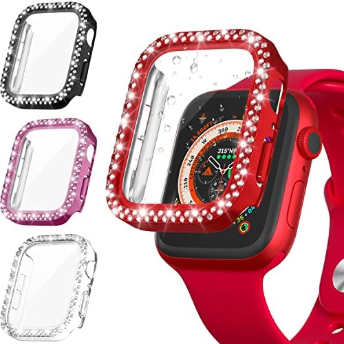 Suoman 4-Pack за Apple Watch 40 мм и Защитно фолио с диаманти на екрана серия 6/5/4 /Series SE 2, за iWatch 40 мм Ультратонкое закалено