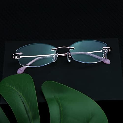 Сини Светозащитные Очила за четене LifeArt Без рамки, с индивидуални лещи Намаляват напрежението на очите с диаманти, Стилни