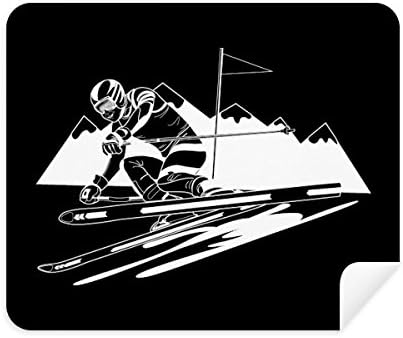 Зимни Спортове-Ски Черна Илюстрация Плат За Почистване на Екрана за Пречистване на 2 елемента Замшевой Тъкан