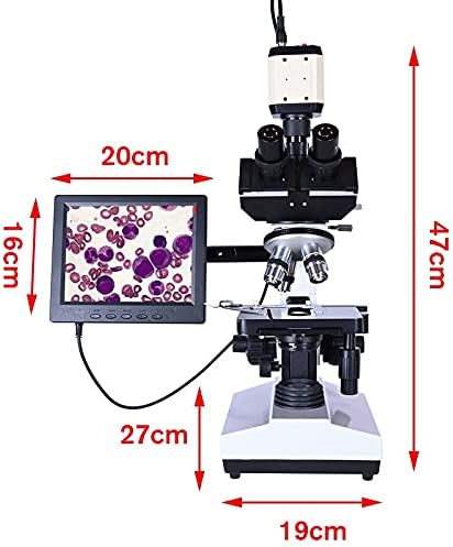 QDLZLG Професионален Лаборатория за Биологичен тринокулярный Микроскоп с Увеличение 2500X + USB Електронна Цифрова CCD-Камера + 8-инчов