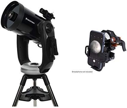 Телескоп Celestron CPC 1100 StarBright XLT GPS Schmidt-Cassegrain 2800 мм със Статив с шнорхел с 3-Осово Универсален адаптер NexYZ за смартфони