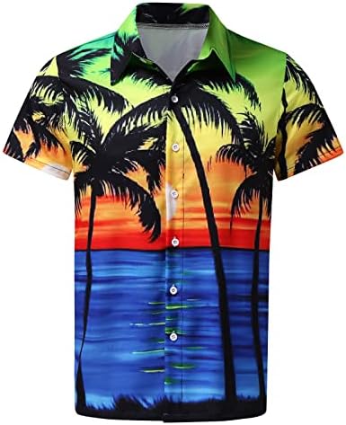 Хавайски ризи UBST за мъже, Летен Случайни Топ Копчета с Къс ръкав и Принтом Тропически дървен материал, Забавна Плажна Риза За