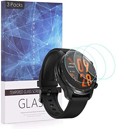 WMTGUBU 3 опаковки, защитни фолиа, изработени от закалено стъкло, съвместима със смарт часовник TicWatch Pro 3 Ultra GPS, Защитно
