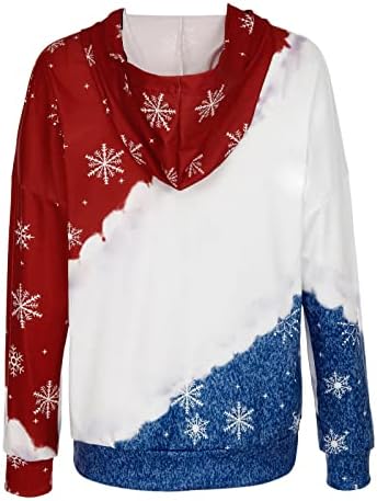 Дамски Hoody С качулка, Коледен Пуловер с висока Воротом, Реколтата, Потник, Пуловер, Коледна Шапка на Дядо Коледа Пуловер