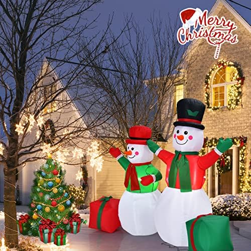 Комплект коледни Надуваеми снежни човеци Tangkula дължина от 6 фута, Надувное Коледна Украса с Вградени led крушки и мощни Воздуходувом, Коледна декорация за градина, въ?
