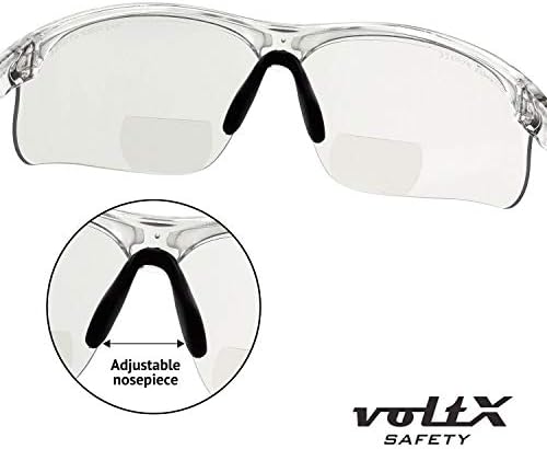 Защитни бифокални очила за четене voltX 'Конструктор Ultimate' (прозрачни рамки, прозрачни лещи + 1,5 диоптъра) ANSI Z87.1