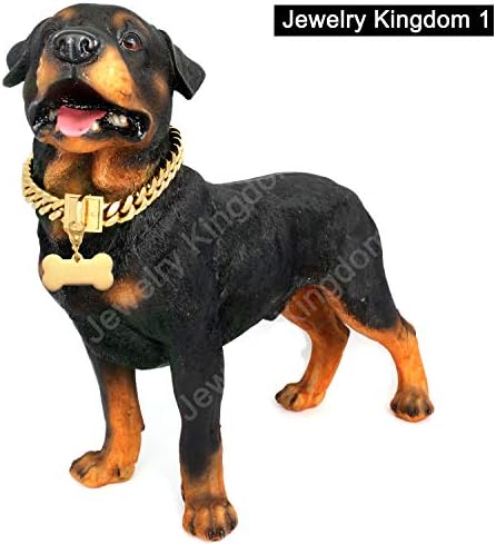 Бижу Кралство 1 Златен Нашийник-Верига за Кучета с идентификационната биркой за Кучета От 18-Каратово Метал и Неръждаема Стомана, Кубинската
