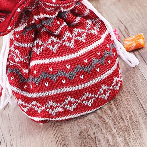 GALPADA Дядо Коледа е Коледен Дантела Подарък Чанта за Предложения Чанта за Бонбони Вълнена Плетене В Ивицата Дизайн на пазарска Чанта За Подаръци Джоба Сладки Подаръ