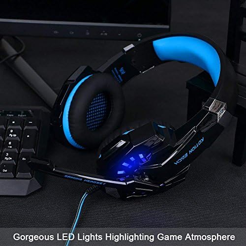 Детска стерео слушалки BlueFire за PS4, PS5, за PC, Xbox One, Режийни слушалките с шумопотискане и микрофон, led осветление, Обемни бас, Меки слушалки с паметта за игри на лаптопа Ni